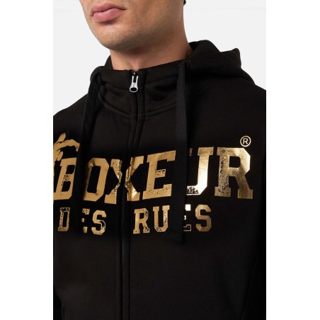 Felpa uomo Boxeur Des Rues aperta zip con stampa logo fronte retro
