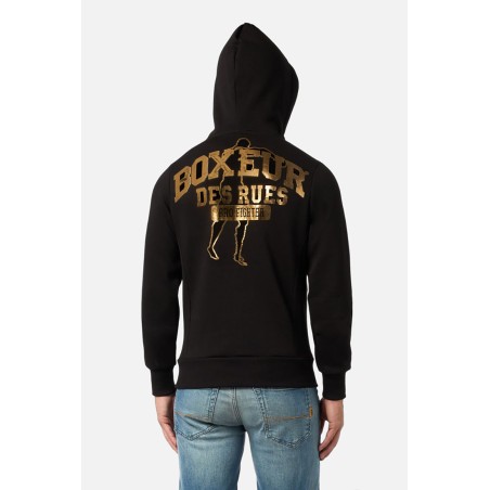 Felpa uomo Boxeur Des Rues aperta zip con stampa logo fronte retro
