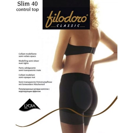 2 Collant donna Filodoro Slim 40 modellante con corpino snellente Push Up