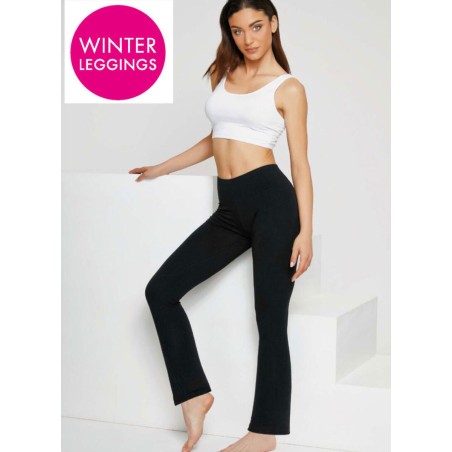 Leggings donna Jadea in caldo cotone felpato invernale pesante a zampa