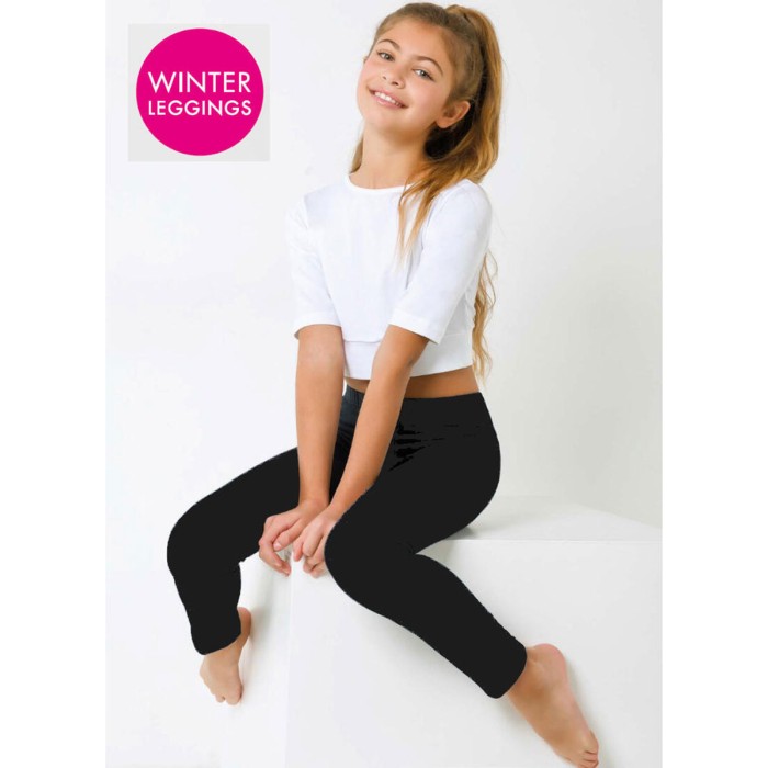 Leggings bambina Jadea lungo in caldo cotone felpato elasticizzato liscio