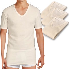 T-shirt uomo Nottingham manica corta collo a V in calda lana e cotone