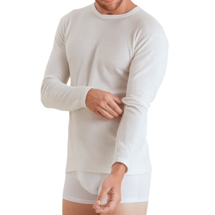 T-shirt uomo Nottingham manica lunga a girocollo con cotone sulla pelle e calda lana fuori