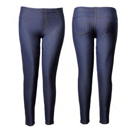 Leggings donna Gladys in caldo jersey felpato effetto jeans in taglie conformate