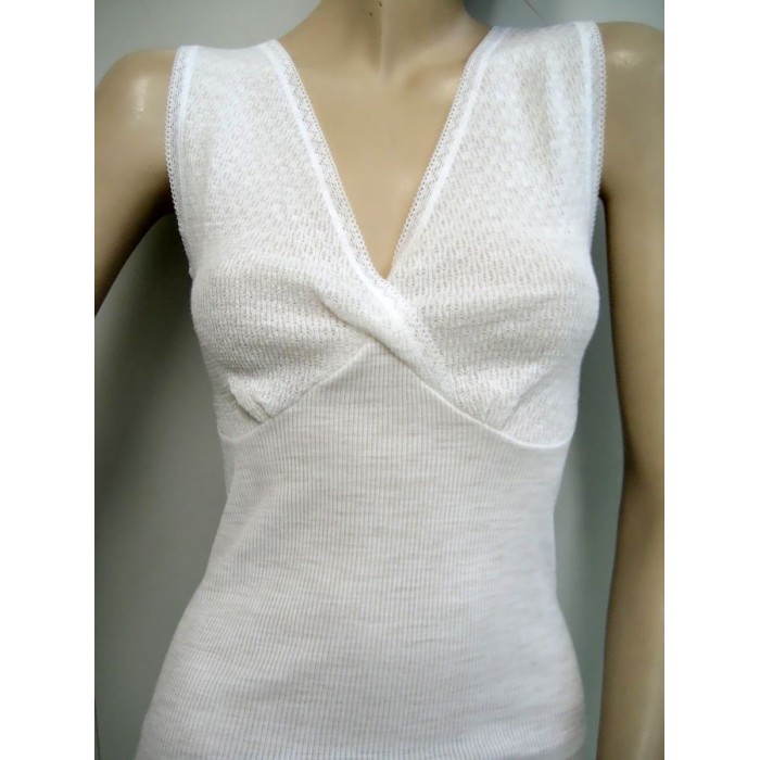 Canottiera donna Liabel o Gicipi a spalla larga in caldo misto lana con forma seno