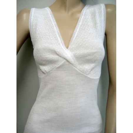 Canottiera donna Liabel o Gicipi a spalla larga in caldo misto lana con forma seno