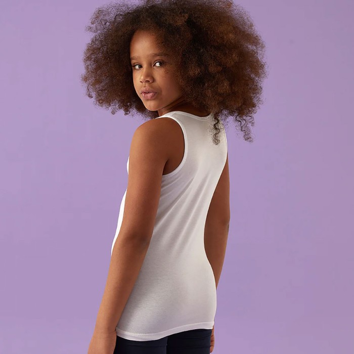 Canottiera Top bambina Jadea in cotone elasticizzato liscio a spalla larga