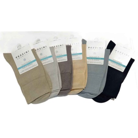 6 Paia di Calze uomo Pezzini corte Sanitarie in filo di scozia liscio