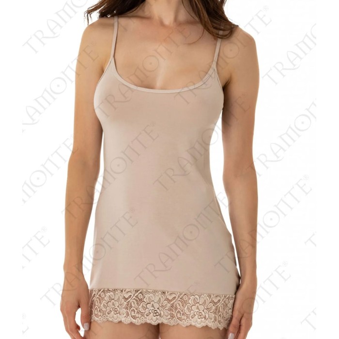 Sottoveste donna Tramonte corto a spalla stretta in micromodal con pizzo