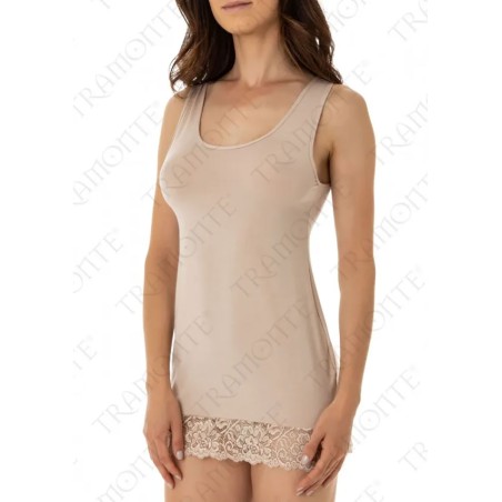 Sottoveste donna Tramonte spalla larga in micromodal con pizzo sotto