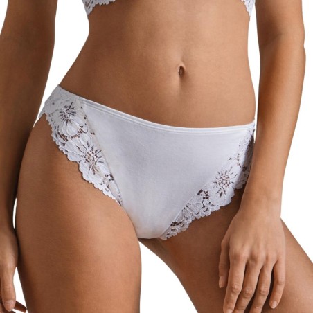 Brasiliana donna Lepel in cotone con sgambature in pizzo floreale