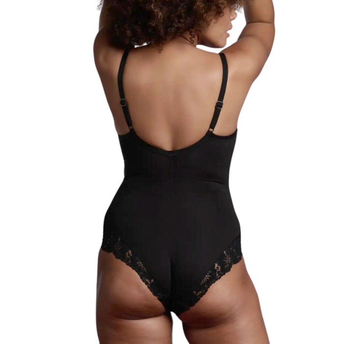Body donna Lepel con leggero controllo in cotone senza ferretto con inserti in pizzo