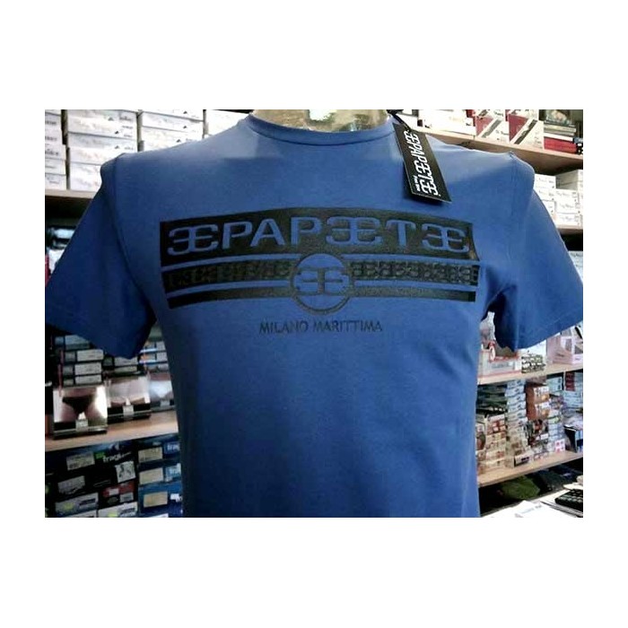 T-shirt maglia uomo Papeete manica corta a girocollo con stampa logo in rilievo