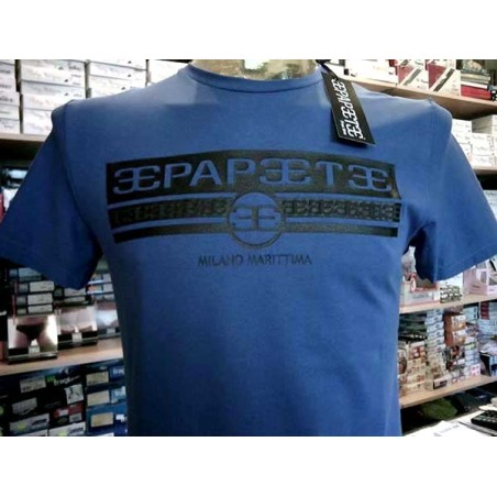 T-shirt maglia uomo Papeete manica corta a girocollo con stampa logo in rilievo