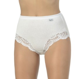 3 Slip donna Marlene alti in cotone elasticizzato con pizzo nelle sgambature