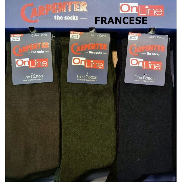 6 Paia Calze uomo Carpenter corti in cotone fine elasticizzato tinta unita