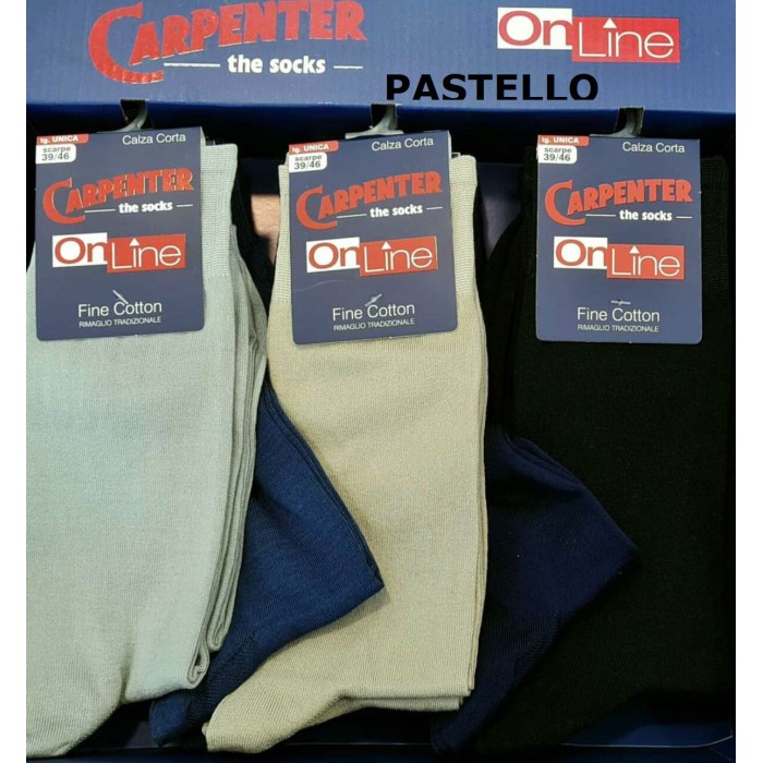 6 Paia Calze uomo Carpenter corti in cotone fine elasticizzato tinta unita