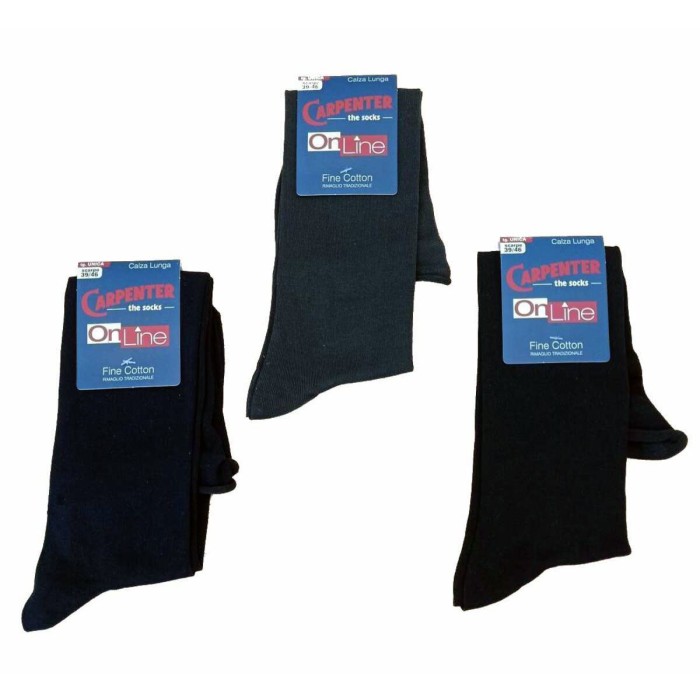 6 Paia di Calze uomo Carpenter lunghe in cotone fine con elastico smollato