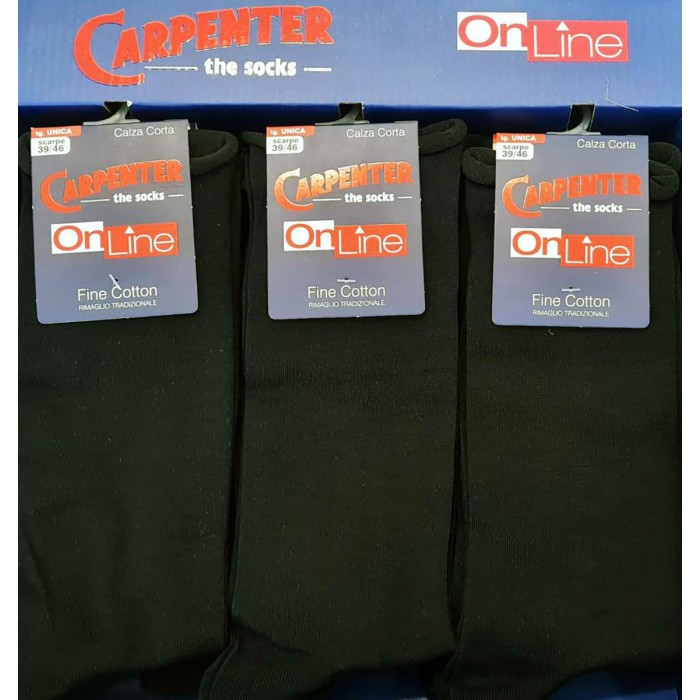 6 Paia di Calze uomo Carpenter corte in cotone fine elasticizzato con elastico smollato