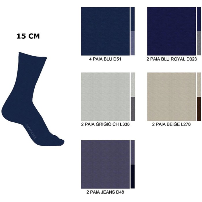 6 Paia di Calze uomo Carpenter corte in cotone con elastico smollato comfort