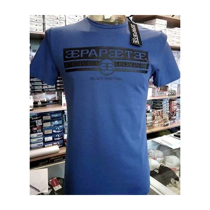 T-shirt maglia uomo Papeete manica corta a girocollo con stampa logo in rilievo