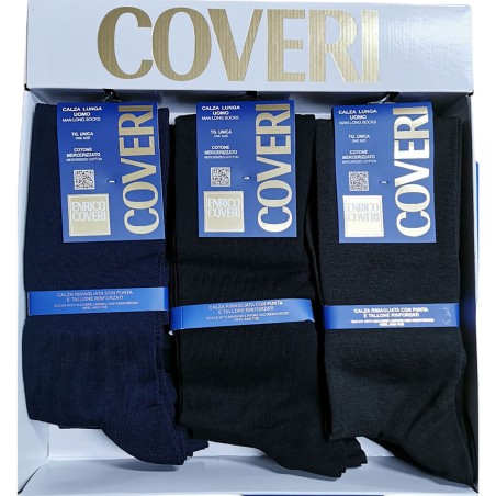 6 Paia di Calze uomo Coveri lunghe in fine cotone elasticizzato tinta unita