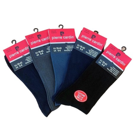 4 Paia di Calze Pierre Cardin uomo in cotone elasticizzato tinta unita