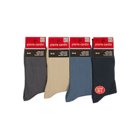 4 Paia di Calze Pierre Cardin uomo in cotone elasticizzato tinta unita