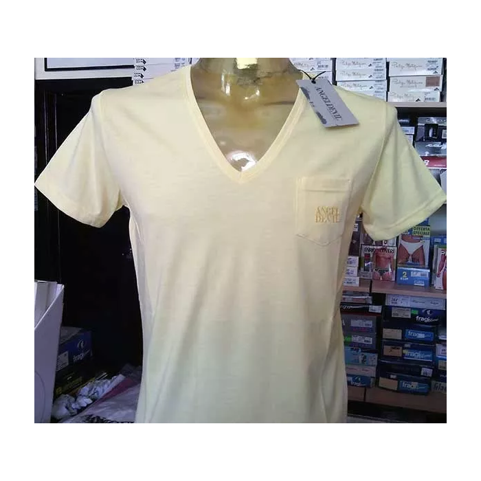 T-shirt uomo Angel Devil manica corta scollo V ampio con taschino e logo ricamato