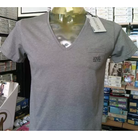 T-shirt uomo Angel Devil manica corta scollo V ampio con taschino e logo ricamato 2
