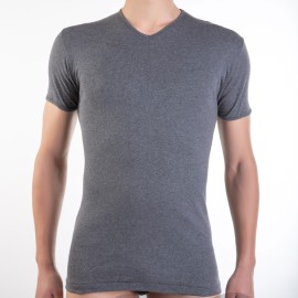 T-shirt uomo FDB manica corta in puro cotone aderente con scollo a V