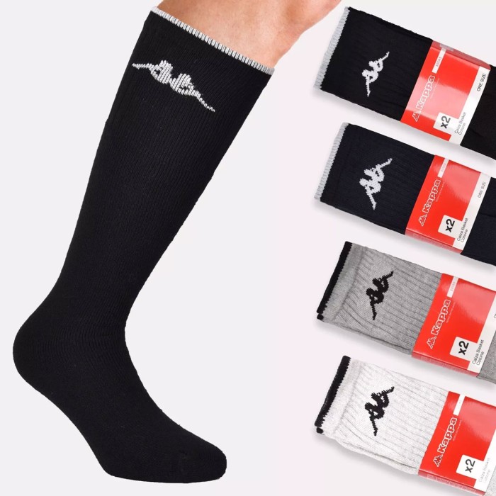 2 Paia di Calze uomo Kappa lunghe tubolari in spugna con logo ricamato
