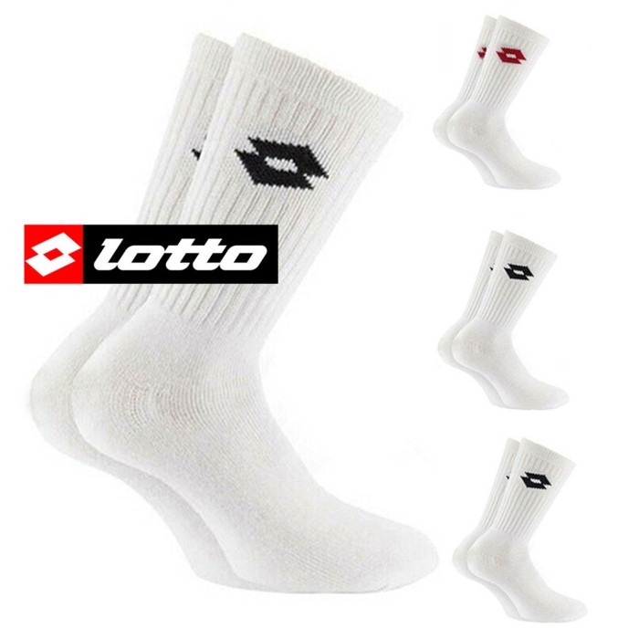 3 Paia Calzini uomo Lotto tennis corte in spugna di cotone con logo