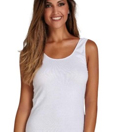 3 Canottiere donna Infinity a spalla larga in cotone makò con bordi in raso