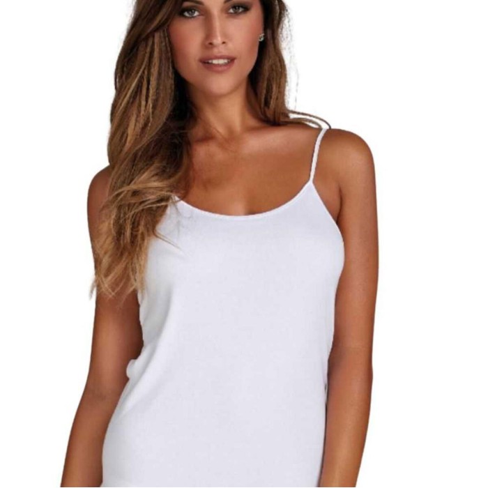 3 Canottiere donna Infinity spalla stretta in cotone makò con profili in raso