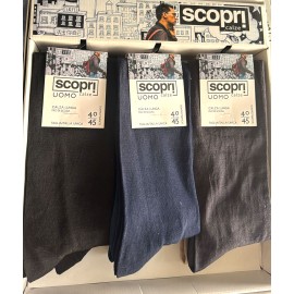 6 Paia di Calze uomo Scopri lunghe in Filoscozia elasticizzato tinta unita