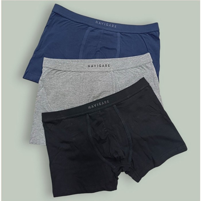 3 Boxer uomo Navigare in cotone bi-elastico con elastico interno e logo