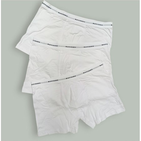 3 Boxer uomo Navigare in cotone bi-elastico con elastico esterno loggato