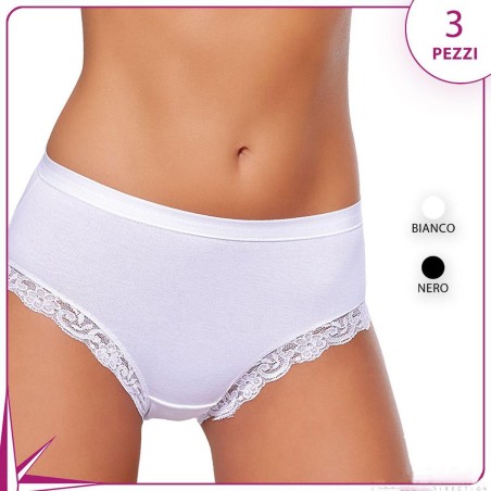 Slip donna Jadea Midi in morbido cotone modal  con sgambature in pizzo