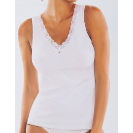 Top canottiera donna SieLei a spalla larga in cotone Biologico e pizzo