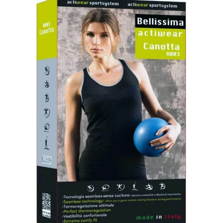 Canottiera sportiva donna Bellissima a spalla larga con inserti in rete