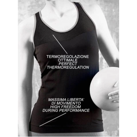 Canottiera sportiva donna Bellissima a spalla larga con inserti in rete