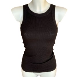 Canottiera donna Egi spalla larga in puro cotone con con trama a costina