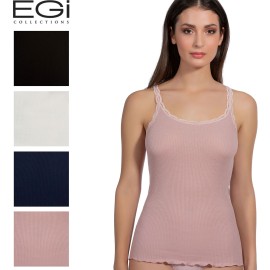 Canottiera donna Egi a spalla stretta a costina in cotone...