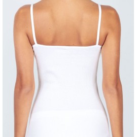 Canottiera donna Egi spalla stretta in cotone a costina con profilo plissè 2