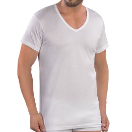 T-shirt uomo Mabrat manica corta scollo a V in filo scozia senza cuciture laterali