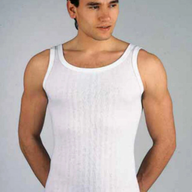 3 Canottiere uomo Henri spalla larga in puro cotone a costina scarto ago