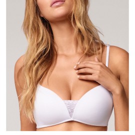 Reggiseno Top Bra donna Infiore senza ferretto in cotone elasticizzato con inserto pizzo