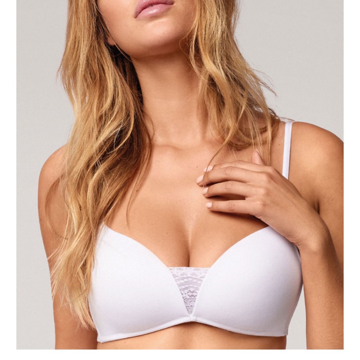 Reggiseno Top Bra donna Infiore senza ferretto in cotone elasticizzato con inserto pizzo