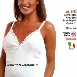 6 Canottiere donna Leable spalla stretta in puro cotone con forma seno